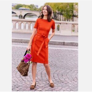 Boden Rebecca Ponte Shift Dress Women's 6  *NO Belt Sash Orange Red Smooth
